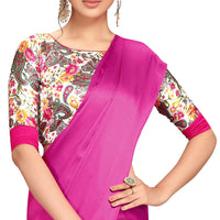 Cloud walker Women Soft Satin Silk Saree With Digital Printed Unstiched Blouse Piece(5.5m Saree +0.8m Blouse Piece).