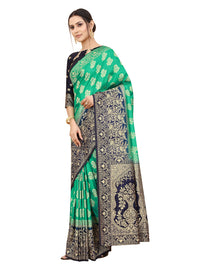 SATYAM WEAVES Women's  Banarasi Cotton Silk Saree With Blouse Piece