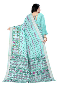 DHRUVI TRENDZ Women's  Cotton Silk Printed Banarasi Patola Silk Blend saree women with Blouse Piece (Orange)