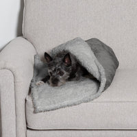 Furhaven Waterproof & Self-Warming Throw Blanket for Dogs & Indoor Cats, Washable & Reflects Body Heat - Soft-Edged Terry & Sherpa Dog Blanket - Silver Gray, Small Blanket - Soft Edged Terry & Sherpa (Silver Gray) Self-Warming & Waterproof