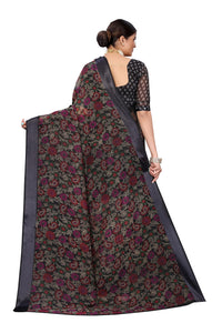 Yashika Women's  Linen Saree Maroon