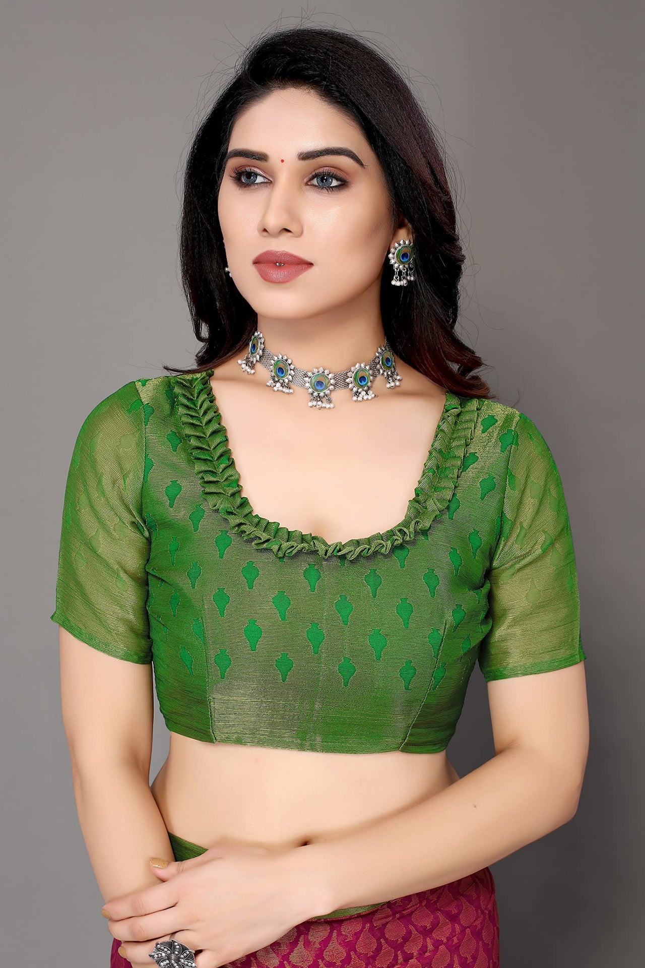 Winza Designer Women's  Chiffon Brasso Floral Printed Saree with Blouse Piece