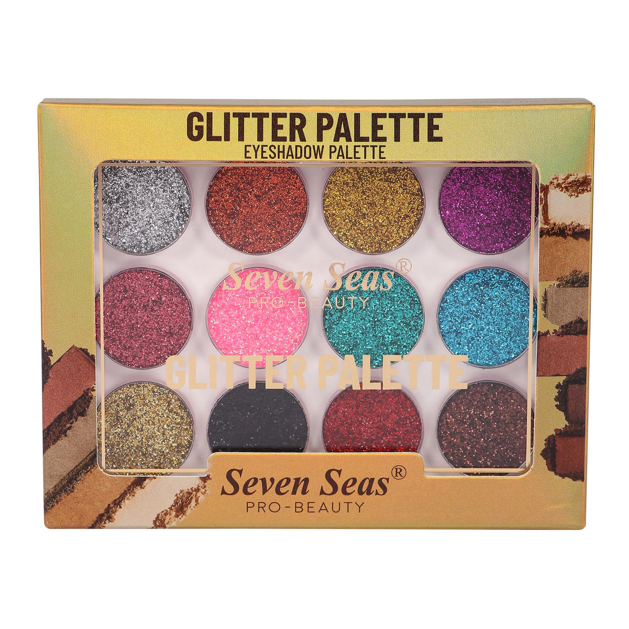 Seven Seas Glitter Eyeshadow Palette Shimmery Finish for Eye Makeup | Long Lasting | Highly Pigmented For Smokey Eye Palette (Natural)
