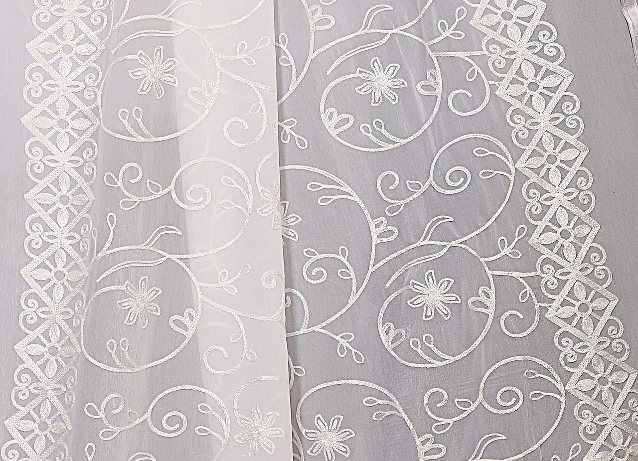 AKSHAR LLC Women's  Designer Pure Chiffon Dupatta with Pure Cotton Thread Embroidery Work