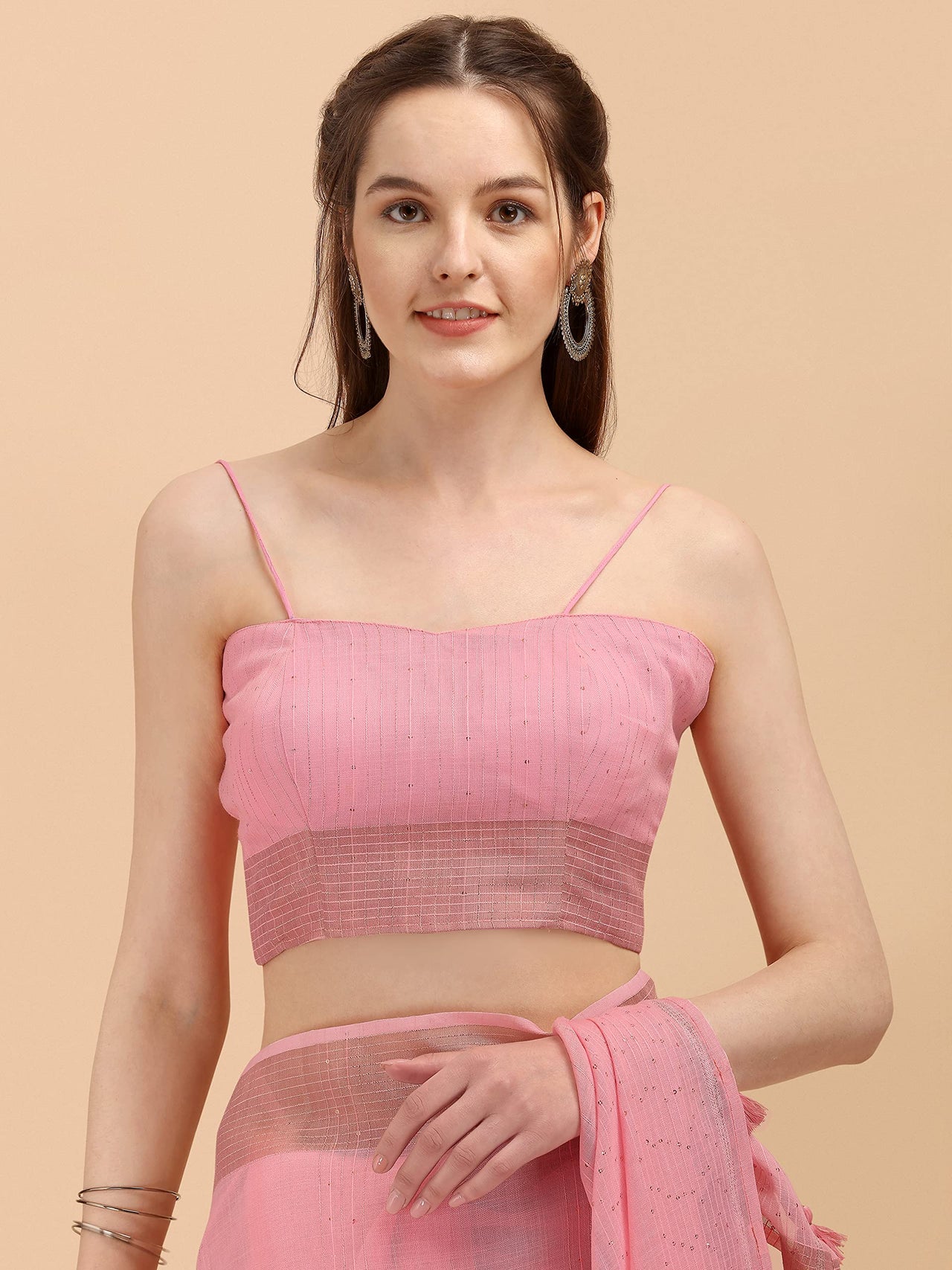 DUNGRANI Women's  Linen Saree With Blouse Piece