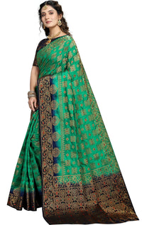 iZibra Women's  Kanchipuram Silk Sarees With Blouse Piece