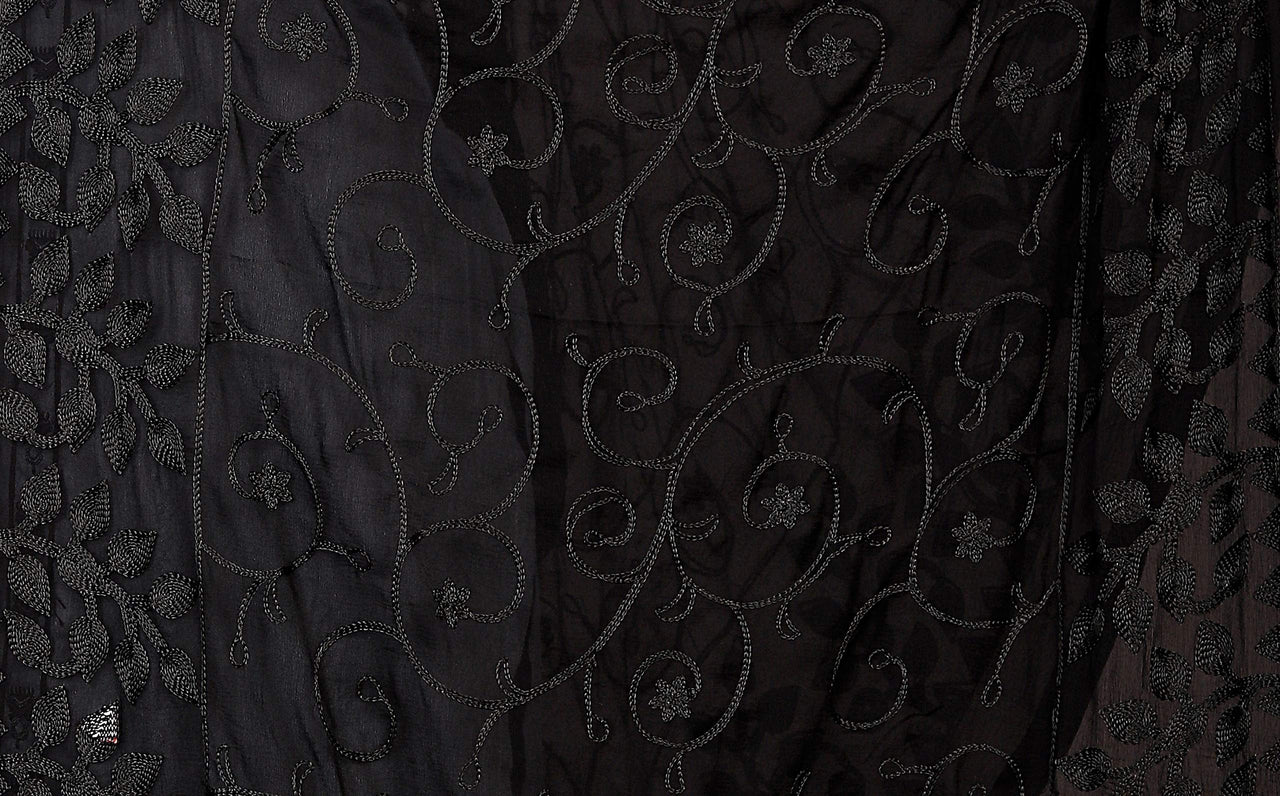 AKSHAR LLC Miss India Women's  Chiffon Dupatta With Karachi Embroidery Work_2.30mtr