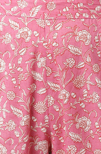 Janasya Women's  Pink Cotton Kurta with Pant and Dupatta