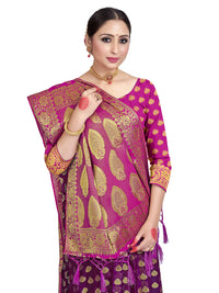 Vardha Women's  Chiffon Silk Saree with Unstitched Blouse Piece - Zari Woven Work Sarees for Wedding