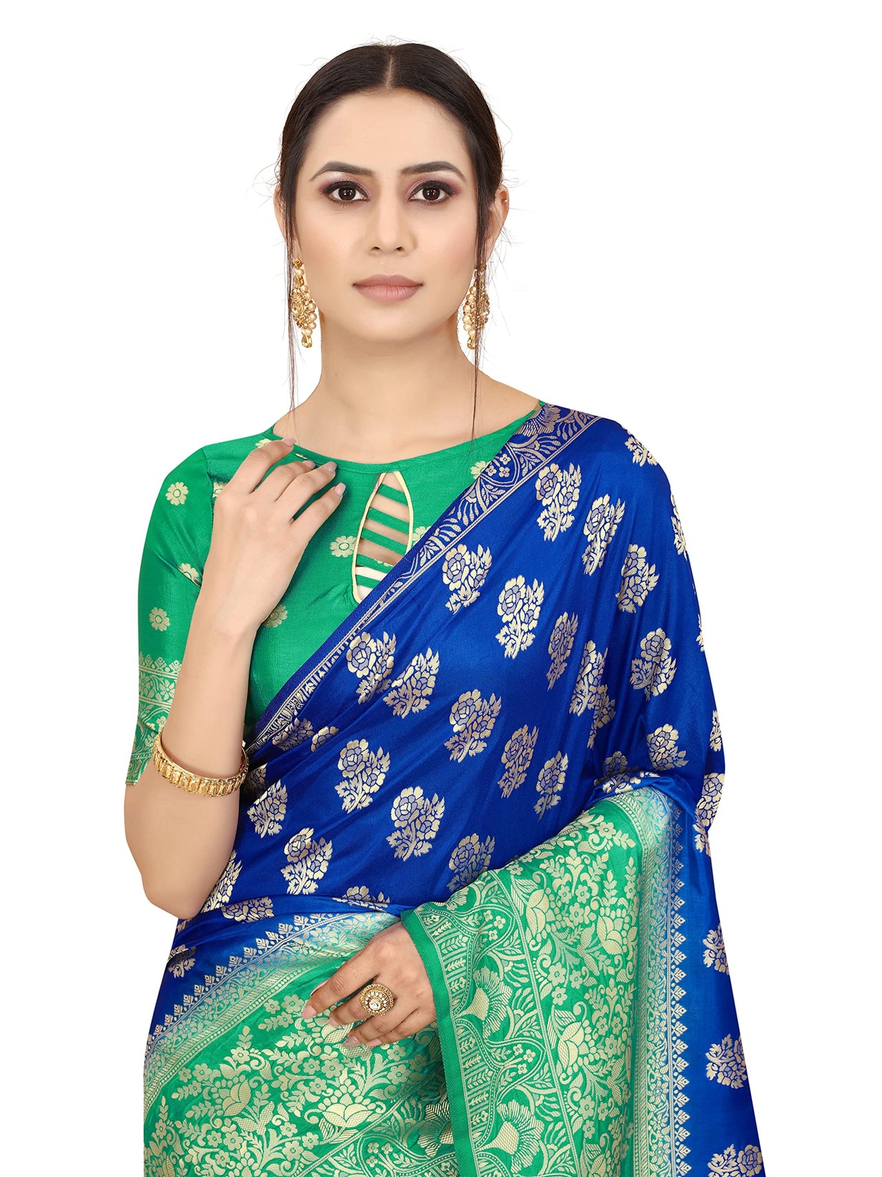 SATYAM WEAVES Women's  Banarasi Cotton Silk Saree With Blouse Piece