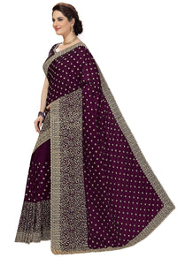 PANASH TRENDS Women's  Heavy Embroidered Silk Saree Women