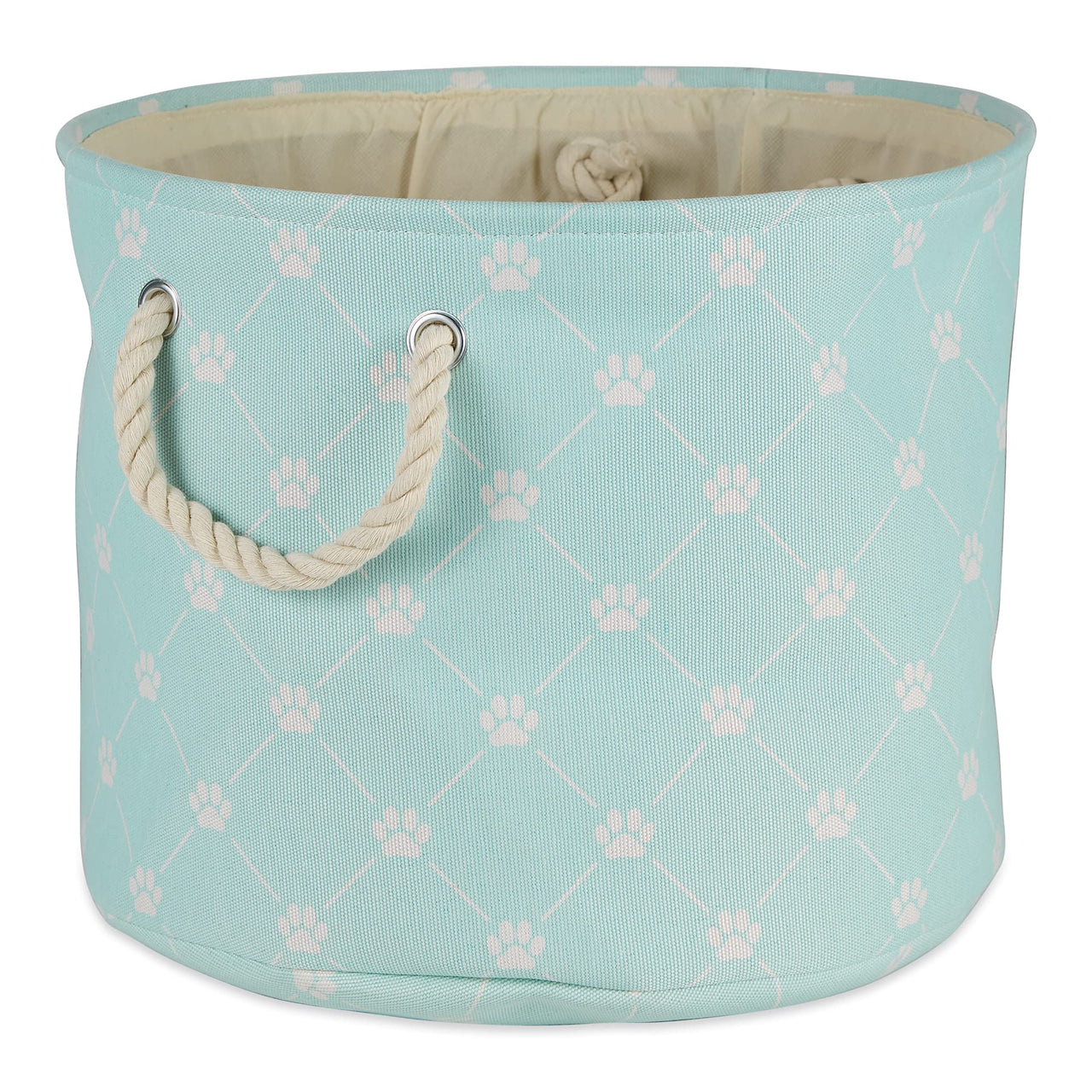 Bone Dry Pet Storage Collection Paw and Bone Print, Small Round, 9x12x12, Aqua Trellis Small Round, 9x12x12"