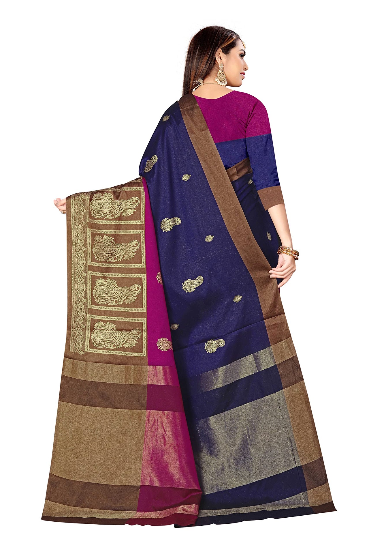GRECIILOOKS Women Soft Cotton & Silk Saree For Women Banarasi Saree With Un-stitched Blouse piece