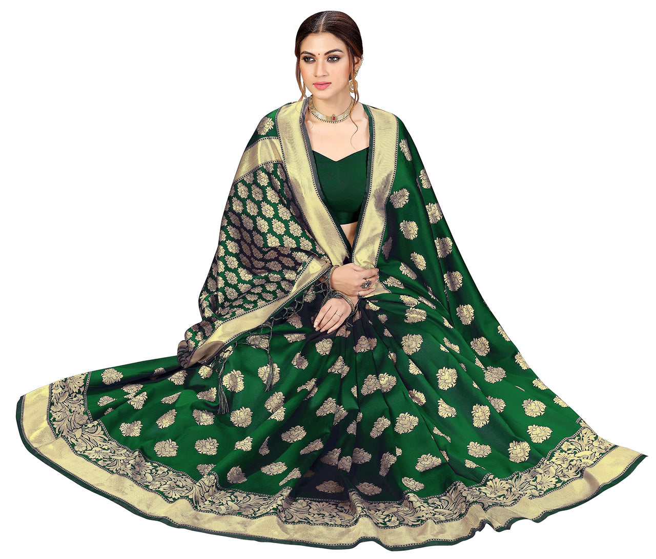 PANASH TRENDS Women's  Kanchipuram Banarasi Art Silk Saree with Blouse Piece