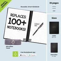 Rocketbook Core Reusable Smart Notebook | Innovative, Eco-Friendly, Digitally Connected Notebook with Cloud Sharing Capabilities | Lined, 6