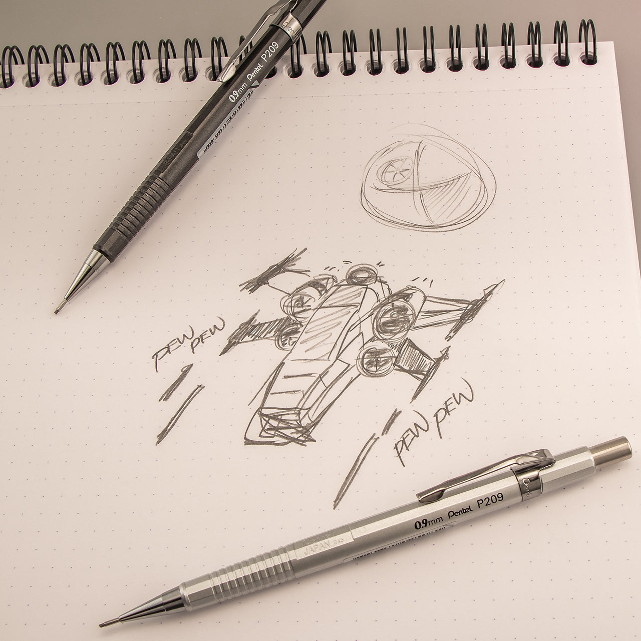 Pentel Sharp Mechanical Pencil, (0.9mm), Metallic Graphite Barrel, Box of 12 (P209MN) 12 Count (Pack of 1) 0.9mm