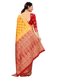 SATYAM WEAVES Women’s Daily/Party/Wedding/Casual Wear Rapier Jacquard Banarasi Cotton Silk Saree With Jacquard Designed Unstitched Blouse Piece