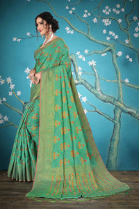 Divine International Trading Co Women's  Chanderi Saree With Blouse Piece