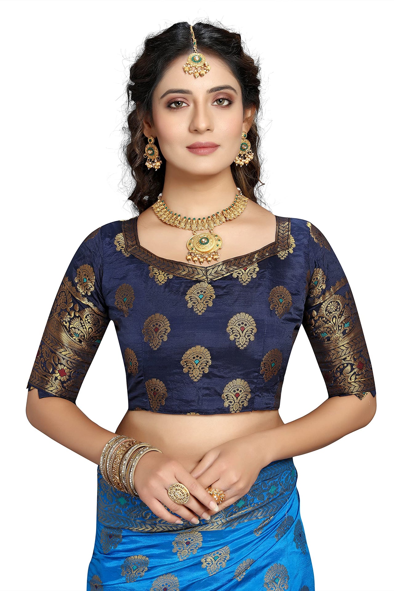 C J Enterprise Women's  Kanchipuam Pattu Pure Kanjivaram Silk Sarees For Wedding With Blouse Piece (perashooot paithani)