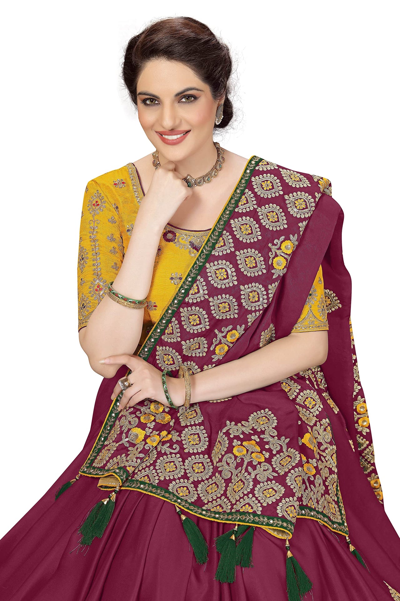 Nivah Fashion Women's  Satin Embroidery Saree with Heavy Work Blouse Piece