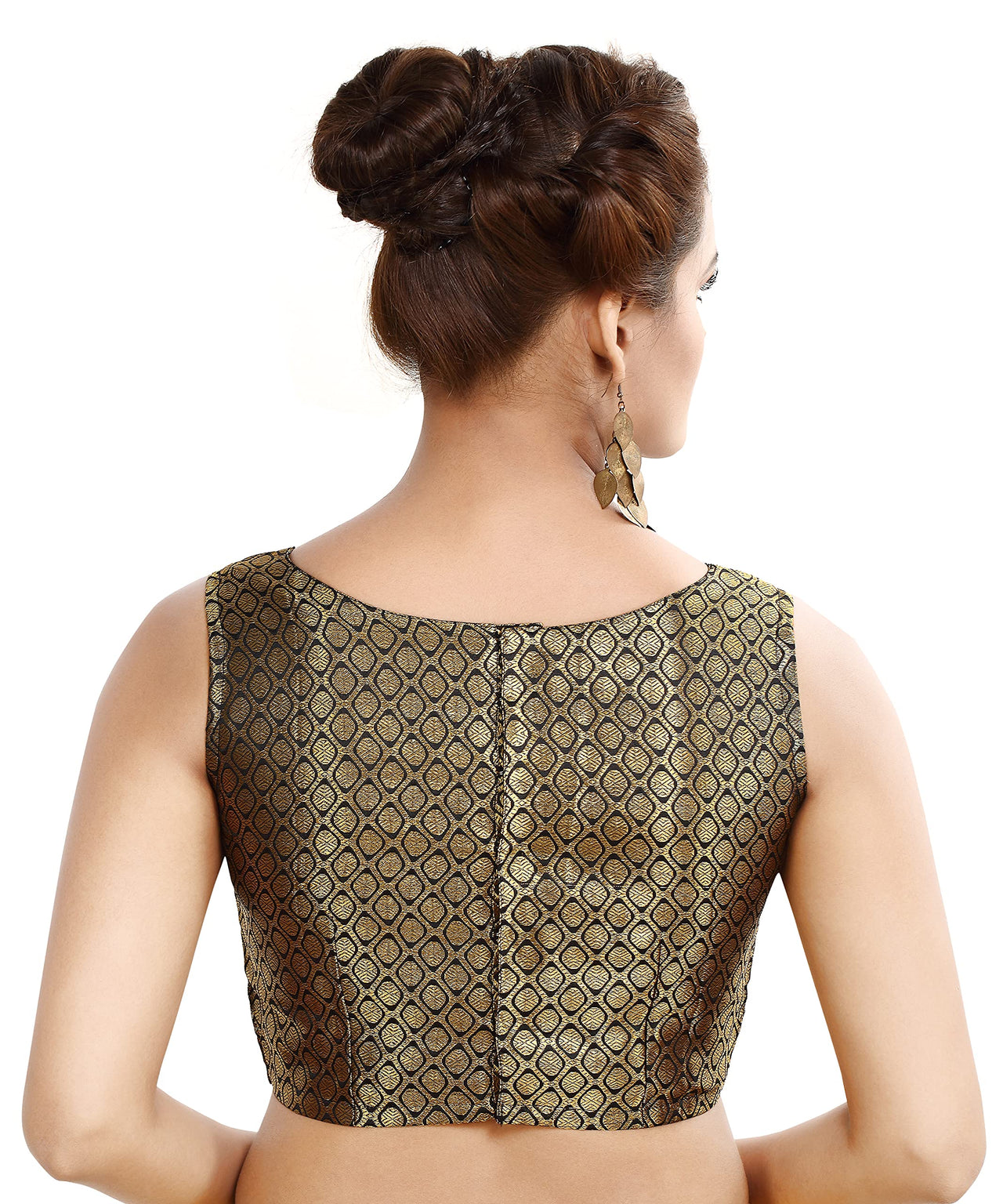 Madhu Fashion Womens Traditional Rich Banaras Brocade Sleeveless Readymade Saree Blouse