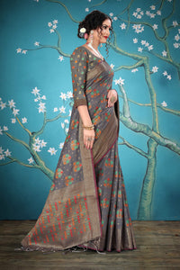 Divine International Trading Co Women's  Chanderi Saree With Blouse Piece