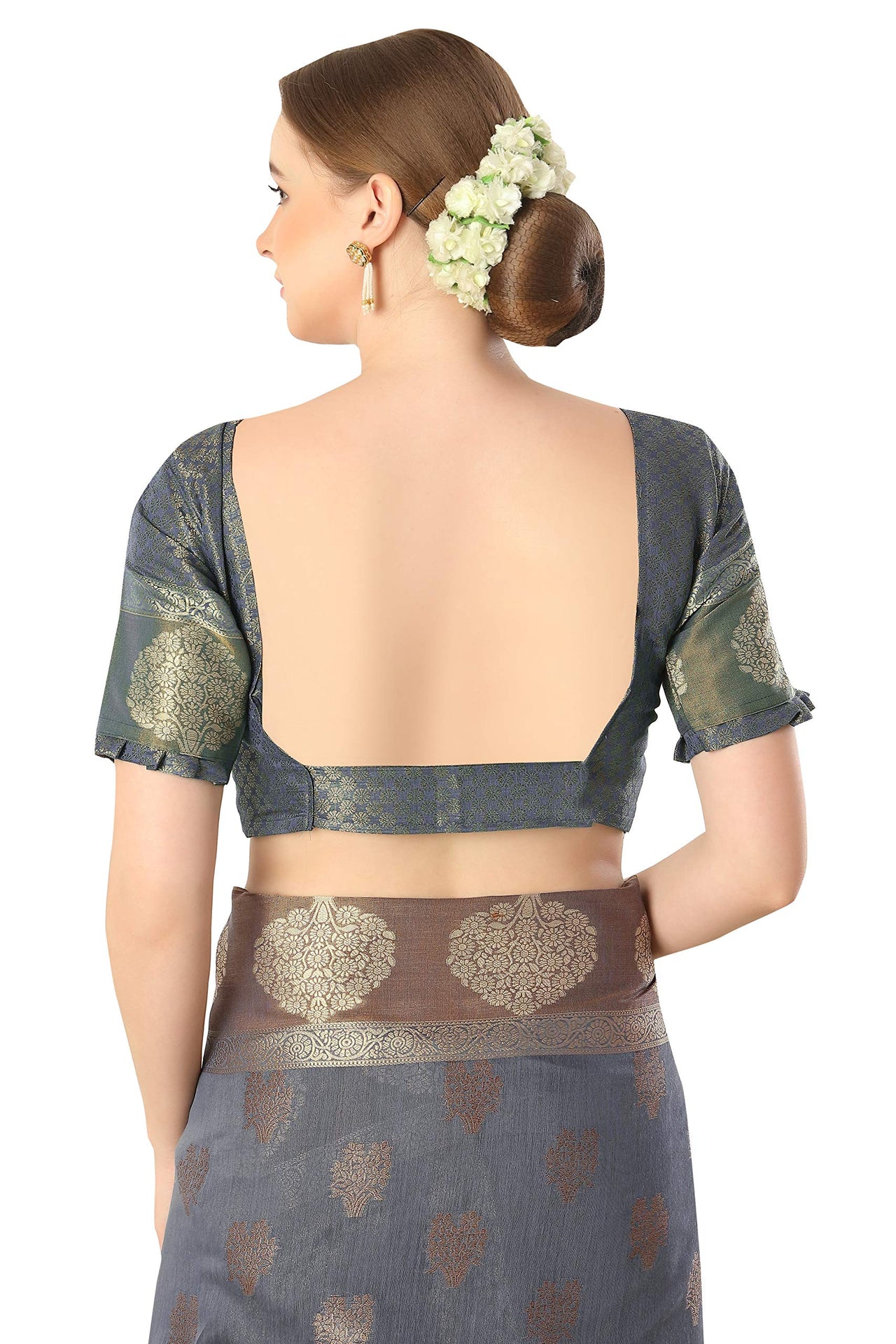 Jaam Silk Fashion Women's  kanjivaram Woven Pattu Silk Blend Saree with Blouse Piece