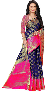 C J Enterprise Women's  Pure Kanchipuram Silk Sarees For Wedding With Un-Stitched Blouse Piece (D11 paithani)