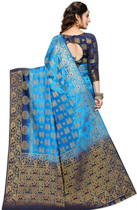 iZibra Women's  Kanchipuram Silk Sarees With Blouse Piece