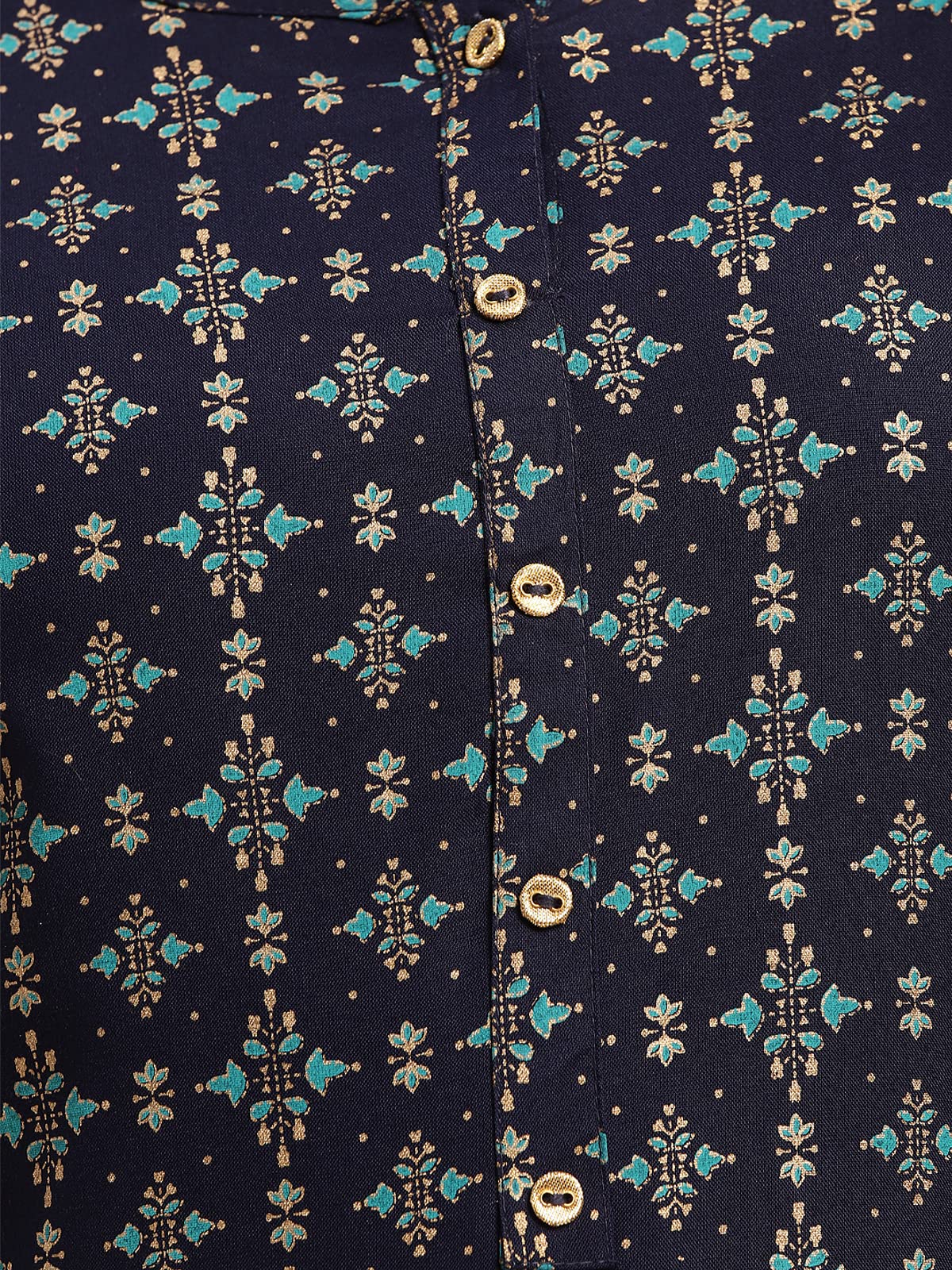 rangita Women Rayon Gold Printed Calf Length Straight Kurti