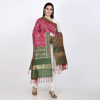 KAPAAHA Women's  Woven Silk Blend Patola Dupatta/Chunni