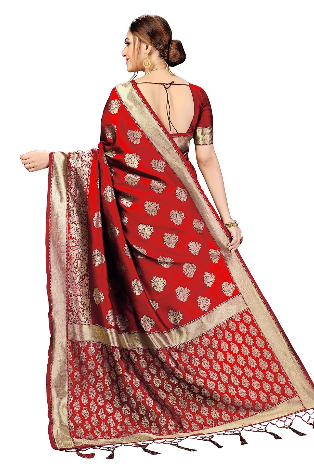 PANASH TRENDS Women's  Kanchipuram Banarasi Art Silk Saree with Blouse Piece