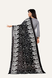 AKSHAR LLC Miss India Women's  Chiffon Dupatta With Karachi Embroidery Work_2.30mtr