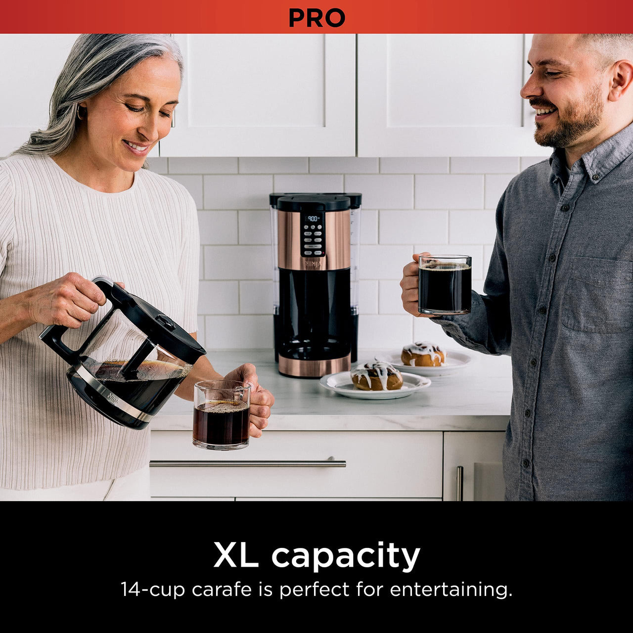 Ninja Programmable XL 14-Cup Coffee Maker PRO, 14-Cup Glass Carafe, Freshness Timer, with Permanent Filter, Black Stainless Steel, DCM201BK