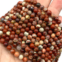 ABCGEMS Morgan-Hill California White-Lace Poppy Jasper Beads (Gorgeous Crystal Quartz Inclusion) Healing Crystal Stone Ideal for Bracelet Necklace Ring DIY Jewelry Making Men Women Smooth Round 8mm White-Lace Poppy Jasper (From USA)