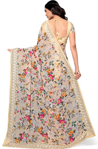 Shangrila Designer Digital Pastel Prints Weightless Georgette Saree With Blouse Piece