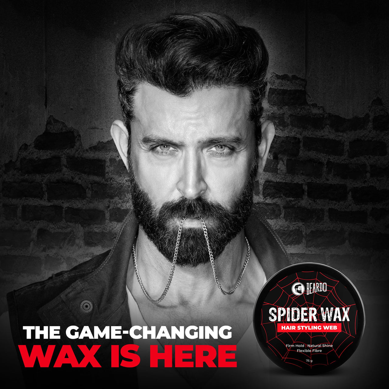 Beardo Spider Wax Hair Styling Web 75g | Web Effect, Texture, Volume, Sculpting, Flexible Hair Wax | Strong Hold, Natural Shine | Long-lasting Hair Fibre