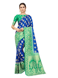 SATYAM WEAVES Women's  Banarasi Cotton Silk Saree With Blouse Piece