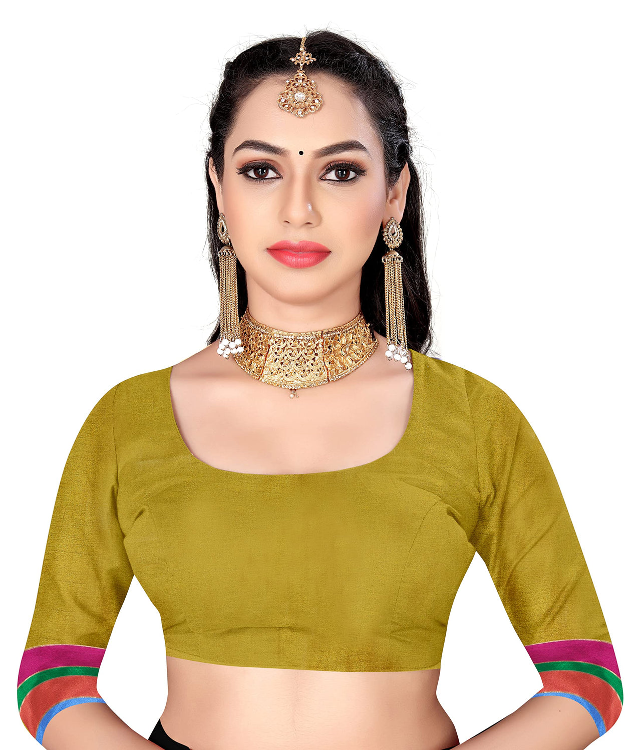 GRECIILOOKS Women's  Art Cotton Silk With Golden Border Printed Soft Silk Saree With Blouse Piece