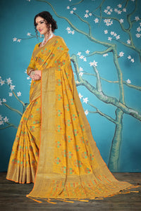 Divine International Trading Co Women's  Chanderi Saree With Blouse Piece