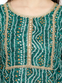 InTrend Forever Bandhani Foil Print Designer || Cotton Kurta for Ladies || Straight Fit || Zari & Sequins lace || Kurtis for Women