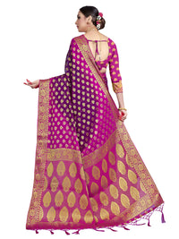 Vardha Women's  Chiffon Silk Saree with Unstitched Blouse Piece - Zari Woven Work Sarees for Wedding