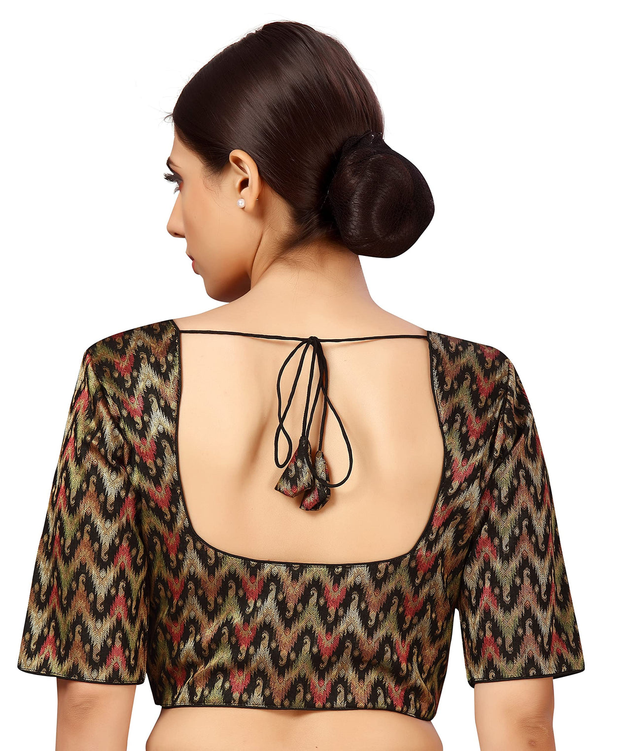 X3 Women's  Viscose Elbow Length Sleeves Soft Brocade Padded Saree Blouse