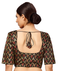 X3 Women's  Viscose Elbow Length Sleeves Soft Brocade Padded Saree Blouse
