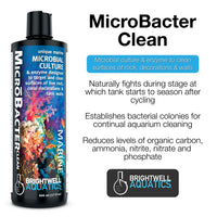 Brightwell Aquatics MicroBacter Clean - Microbial Culture & Enzyme Blend Designed to Target & Clean Surfaces of Aquatic Tanks, 250 ML 250-ml