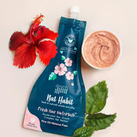Nat Habit Kacchi Neem Wooden Comb - Soaked In 17 Herbs For All Hair Types (Dual Tooth) and Nat Habit Five Oil Hibiscus NutriMask-Hair Mask For all Hair & Scalp Types (Pack of 2 x 40 gm)
