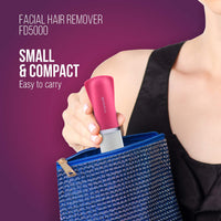 Havells Female Lady Facial Hair Remover/Shaver | Rotary Blades for Clean & Smooth Touch for Upper Lips,Chin7 Cheeks | Wet & Dry Use | Battery Powered | Mirror Included | Hot Pink | FD5000,Multicolour