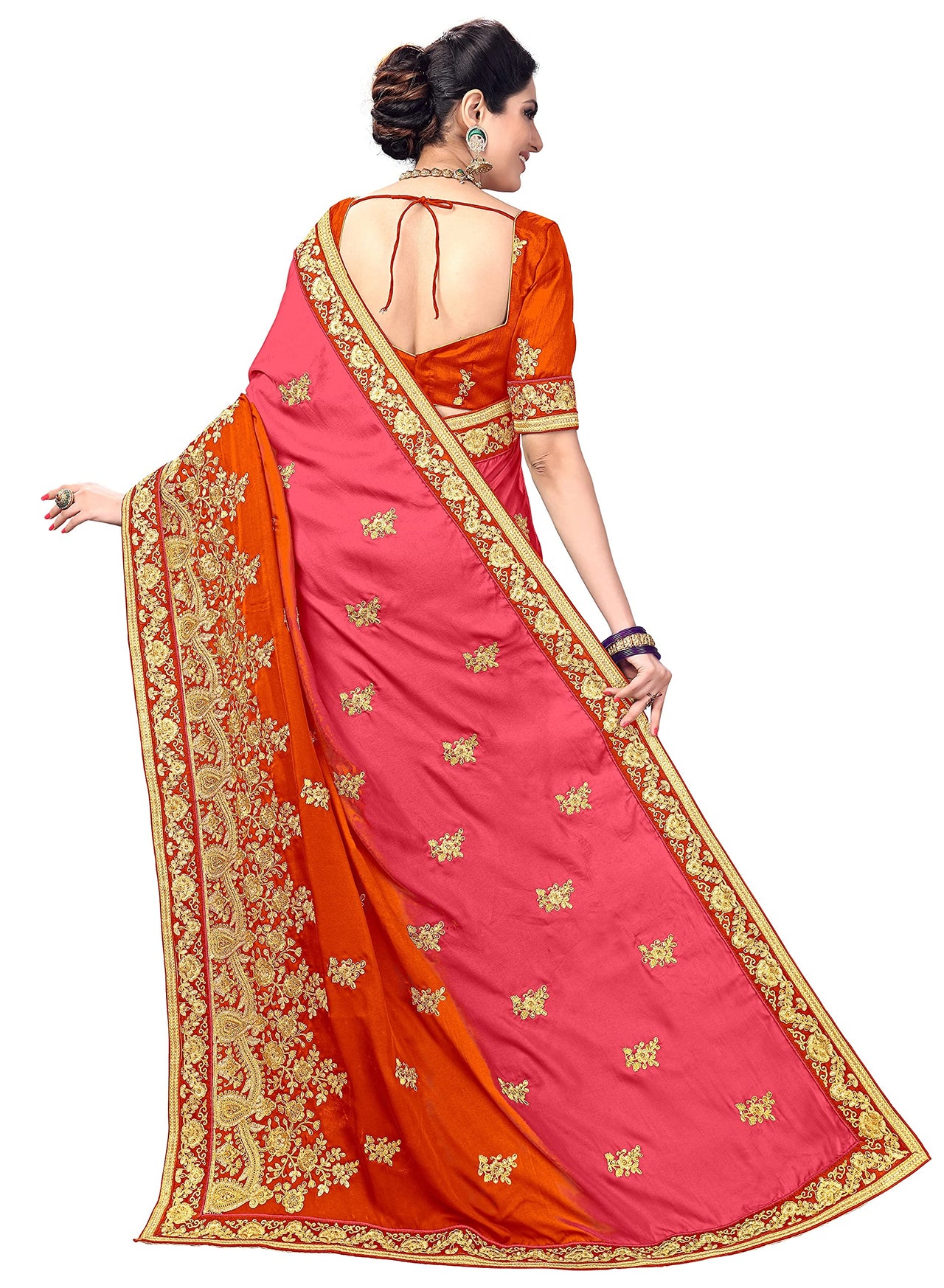 PANASH TRENDS Women's  Barfi Silk Heavy Embroidery Work Saree