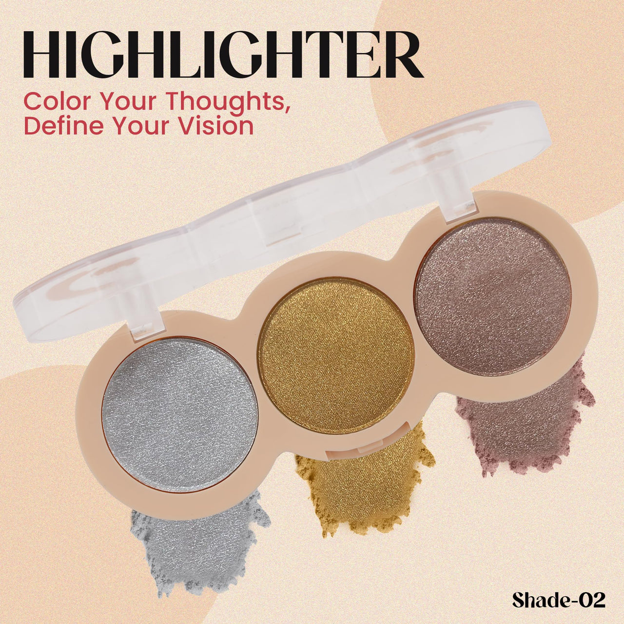 Shryoan Cheek Leaders Highlighter Palette | Shimmer Finish | Easily Blendable, Smudge Proof, Smooth and Glassy | Weightless Long Lasting Highliter (Shade 03) (15g)