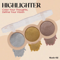 Shryoan Cheek Leaders Highlighter Palette | Shimmer Finish | Easily Blendable, Smudge Proof, Smooth and Glassy | Weightless Long Lasting Highliter (Shade 03) (15g)